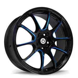 Universal (17x7, 5x114.3, 40mm, Black With Blue Accent)